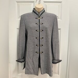 VTG St. John Collection Black/White Longline Knit Jacket Old Money-Size 4-EUC